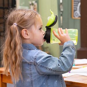 Chicco 12oz. My Tumbler Open Rim Water Bottle with Free-Flow Spout | Spill Proof when Lid is Closed | Flip-Up Carry Handle | Top-Rack Dishwasher Safe | Easy to Hold Toddler Cup | Green | 2+ Years