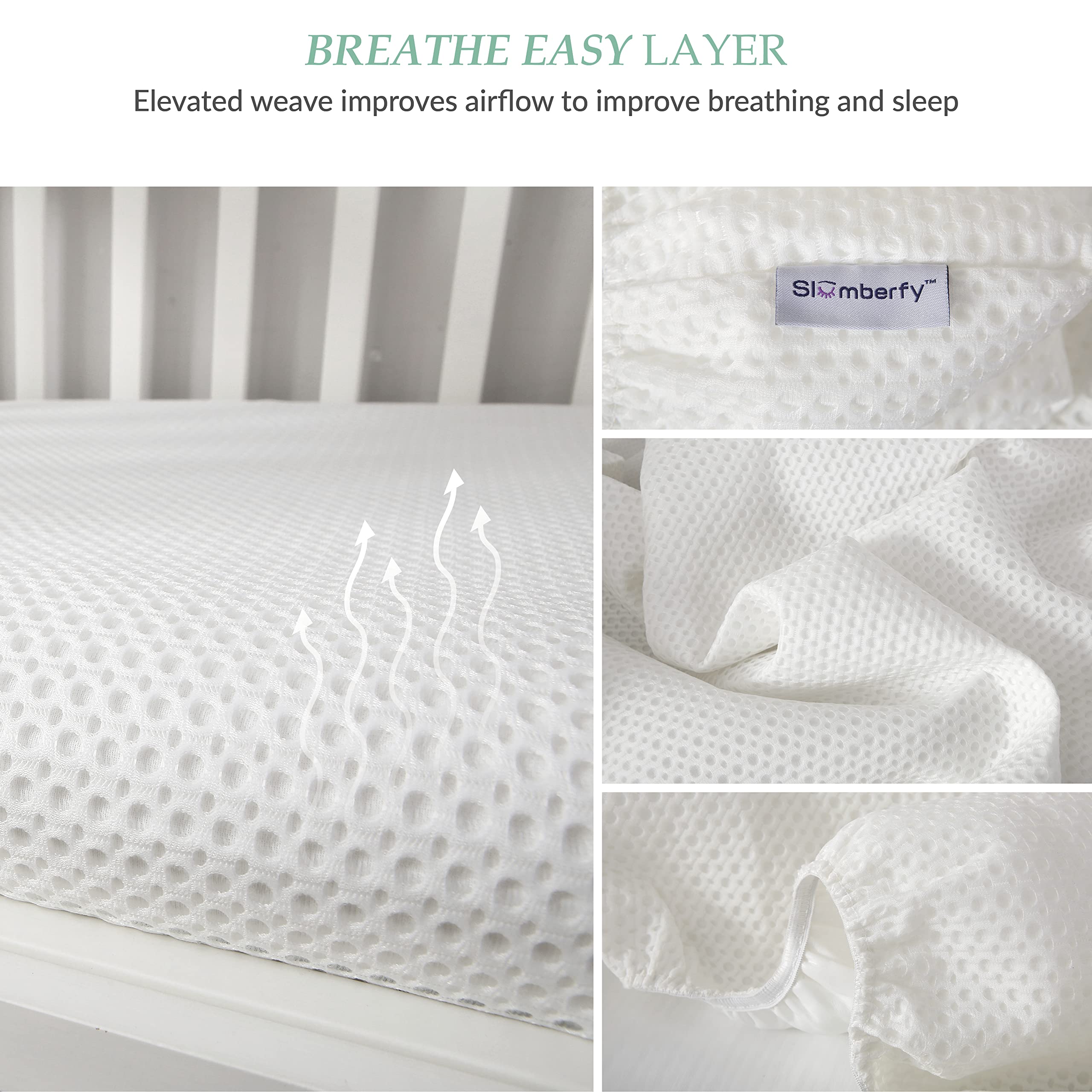 Breathable Mini Crib Waterproof Mattress Protector Pad- Hypoallergenic - Noiseless - Washable- Breath Easy, Babies and Toddlers, Lab Tested - Mini Crib Size 24"X38" by Slumberfy