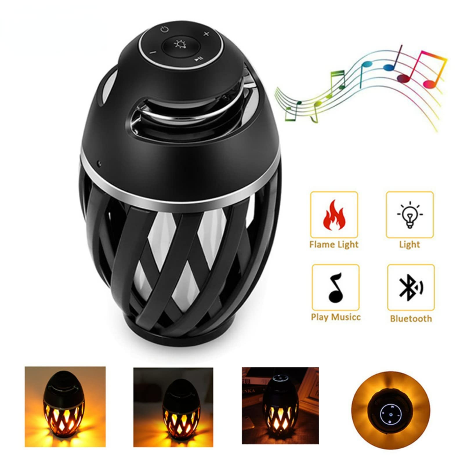 LED Flame Speaker Lamp, Unique Men Gifts Torch Atmosphere Outdoor Echo Portable Stereo Bluetooth Speakers with HD Audio and Enhanced Bass Night Light BT 5.0 for iPhone Android Electronics For Men