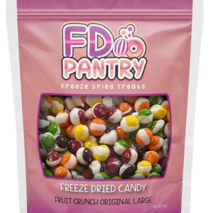 Fruit Crunch Original Candy Freeze Dried 16 oz 1 pound - Assortment Strawberry, Orange, Lemon, Grape, Lime Flavors Large 1lb Big Bag Pouch - Ideal Gift Snack 16oz