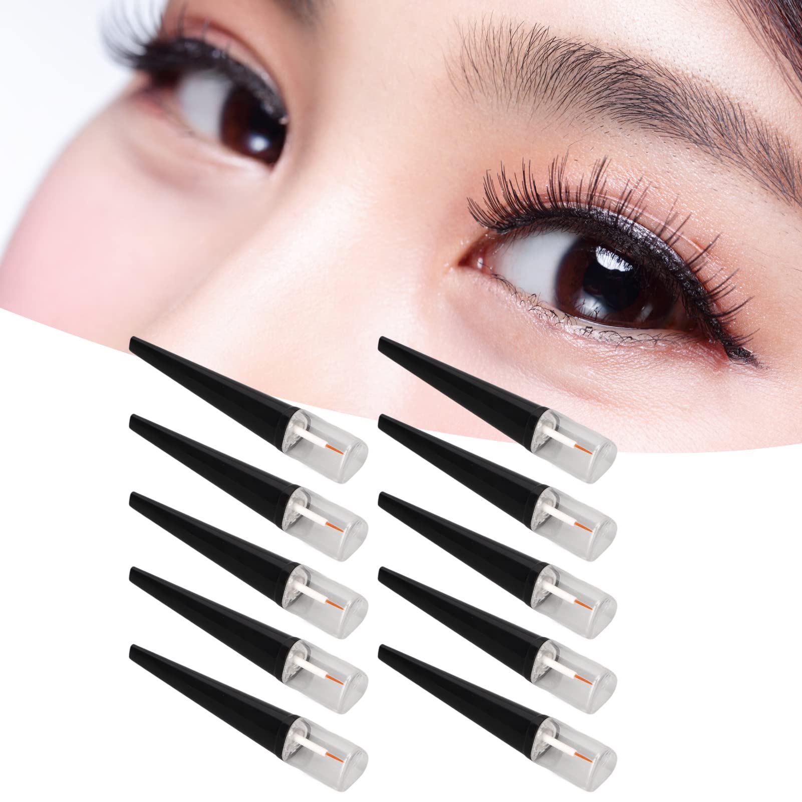 Liquid Bottle, 10pcs Eyelash Growth Liquid Bottle, Refillable Transparent Empty Eyeliner Tubes with Black Cover for Cosmetic 5ml