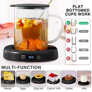 DUHEL Coffee Mug Warmer, Coffee Warmer for Desk with 3 Temp Settings, Cup Warmer for Desk Auto Shut Off, Cute Mug Warmer for Desk(Black No Cup)