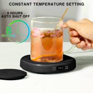 DUHEL Coffee Mug Warmer, Coffee Warmer for Desk with 3 Temp Settings, Cup Warmer for Desk Auto Shut Off, Cute Mug Warmer for Desk(Black No Cup)