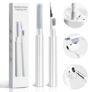 airpod cleaner kit - bluetooth earbuds cleaning kit for airpods pro 1 2 3,multi-function cleaning pen with soft brush flocking sponge for headsets/charging case/mobile phone/keyboard/more