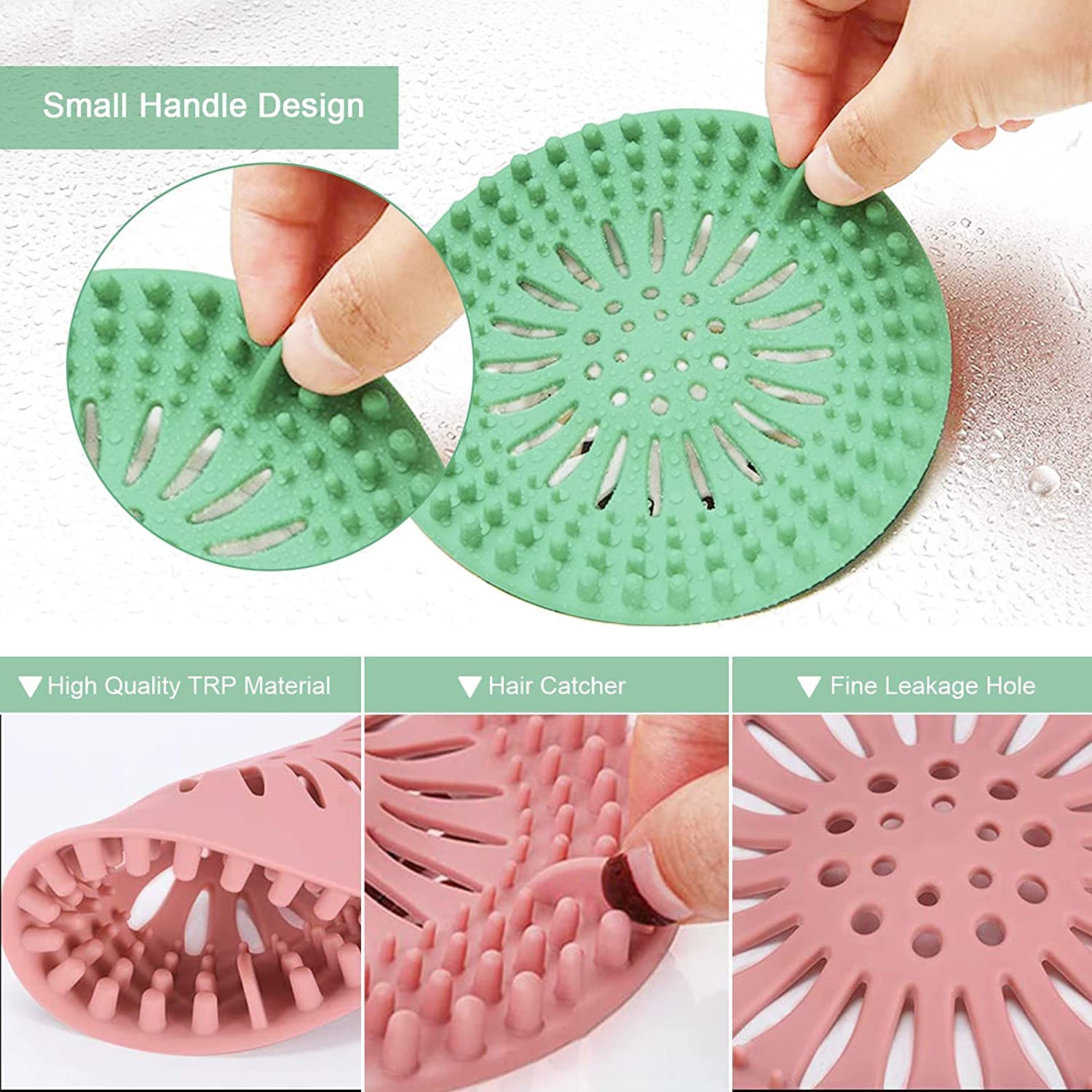 Drain Hair Catcher, Durable Silicone Hair Stopper for Shower Drain Cover Bathroom Tub, Drain Strainer to Catch Hair Easy to Install and Clean Suit for Bathtub Kitchen Sink Shower Floor (4Pcs)