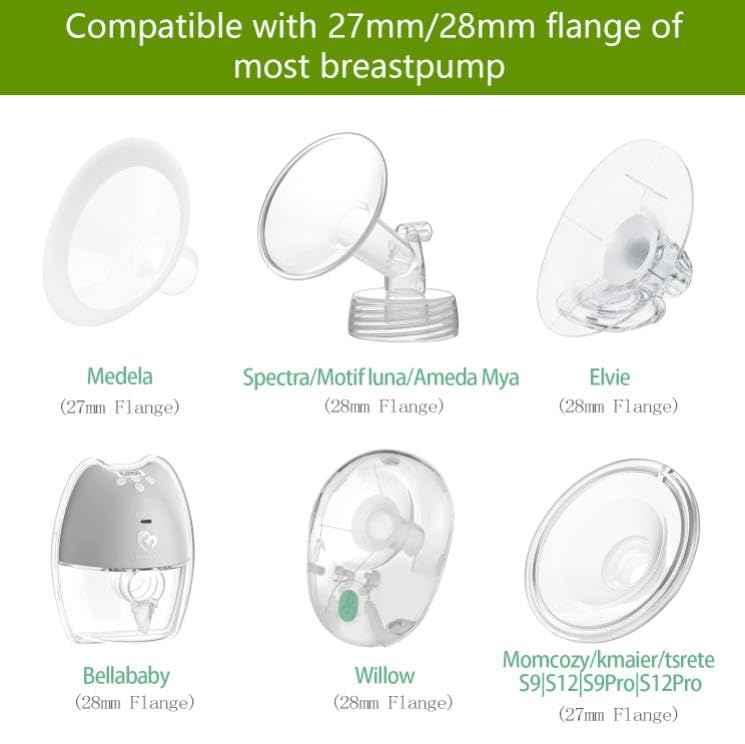 begical Flange Inserts 25mm Compatible with Spectra/Motif Luna/Elvie/Willow/Ameda MYA 28mm Breast Shields also fit Medela/momcozy/tsrete 27mm flange