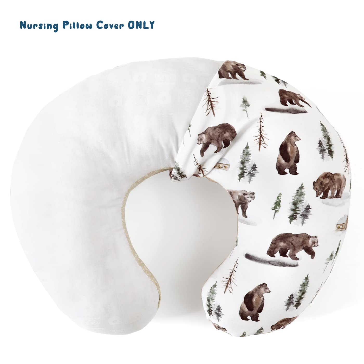 GRSSDER Nursing Pillow Cover Stretchy Soft Minky Fabric Removable Covers for Breastfeeding Pillows, Comfortable Slipcover for Baby Boy and Girls, Jungle Bear/Rainbow