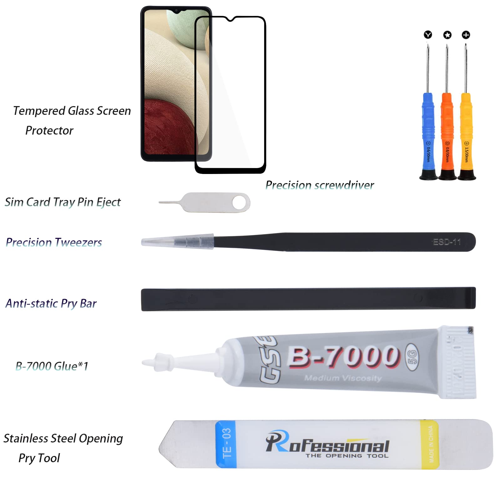 for Samsung Galaxy A12 SM-A125U/A125F/A127DL Display Digitizer Screen Replacement Kit with Frame and Repair Tool