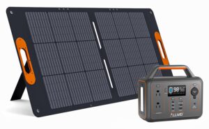 allwei solar generator 300w with 100w solar panel, 280wh portable power station with 110v ac outlet usb-c port, solar powered generator backup lithium battery for outdoor camping cpap home emergency