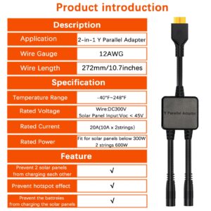 KarlKers DC 8mm to XT60 Connector, DC 8mm Y Parallel Adapter, XT60 Extension Cable with Reverse Current Protection, DC 8mm to XT60 Y Splitter for Lipo Battery Pack EFDELTA River Portable Power Station