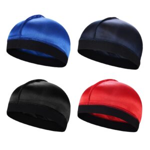 yemita wave cap, silky stocking wave cap for men, silk durag good compression cap for waves 3pcs black