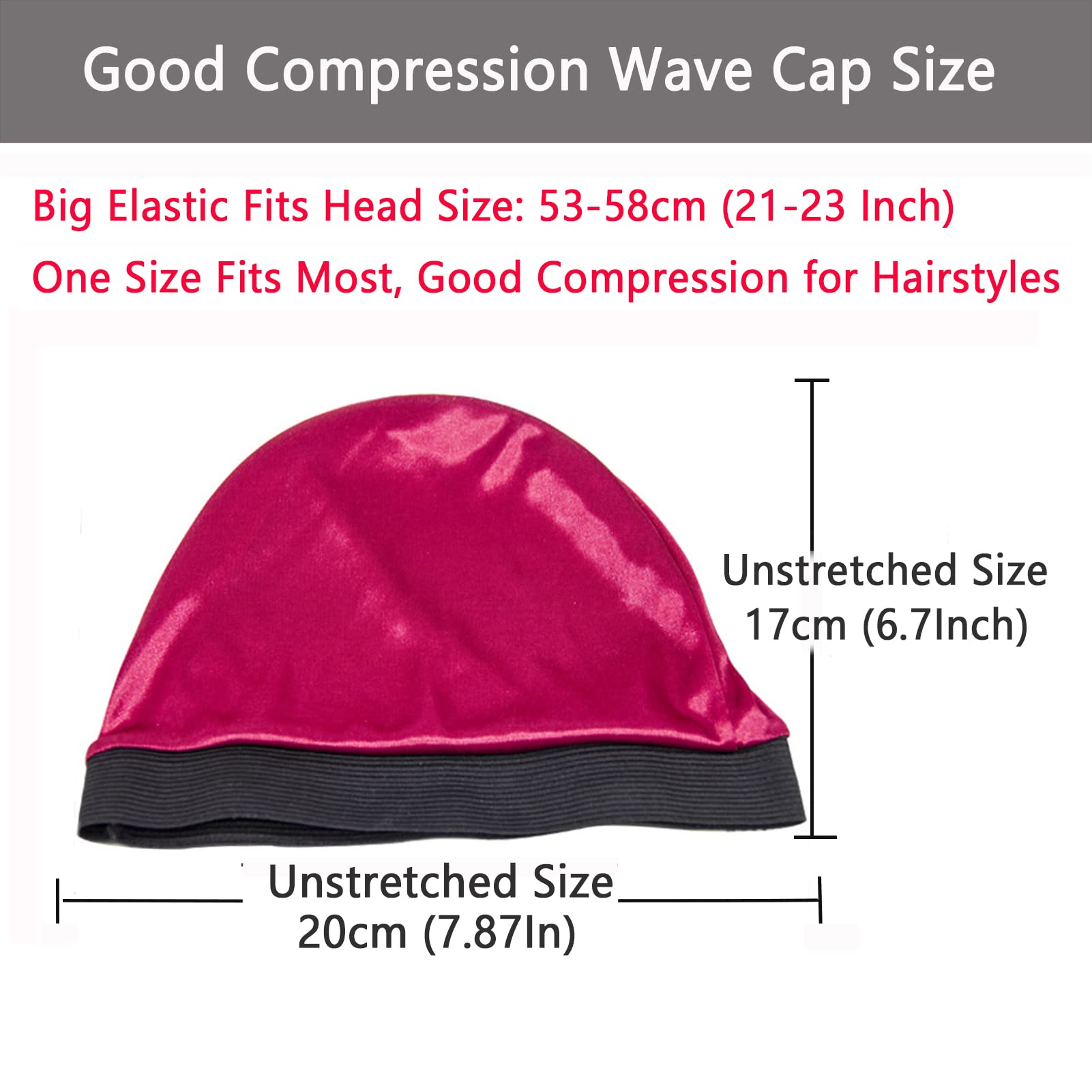 Yemita Wave Cap, Silky Stocking Wave Cap for Men, Silk Durag Good Compression Cap for Waves 3Pcs Black