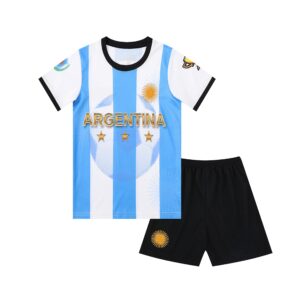 argentina world champions edition sports soccer football boys kids youth jersey shirt kit set (size-28 (10-11 years))