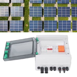 PV Combiner Box, DC500V 2 String Solar PV Combiner Box Waterproof Overload Protection with 15A Fuse for RV