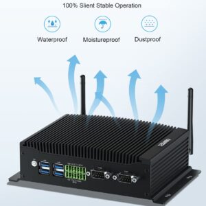 FANPEEC Core i5 8260U Fanless PC Windows 11 Pro Mini PC 8GB RAM 128GB SSD, Industrial PC 4K HD+HD+DP, WiFi 5, BT 4.2, GPIO, 2xGigabit LAN, Desktop PC Wake On LAN, Mini Computer