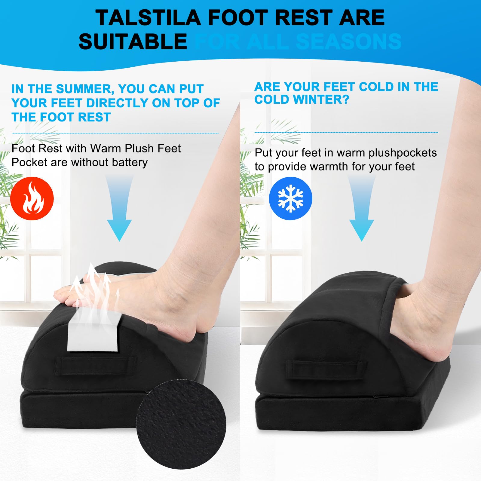 TALSTILA Foot Rest for Under Desk at Work, Office Desk Accessories - Foot Stool, Ergonomic Adjustable Memory Foam Footrest, Under Desk Footrest, for Office Desk & Office Chair - Back & Leg Pain Relief