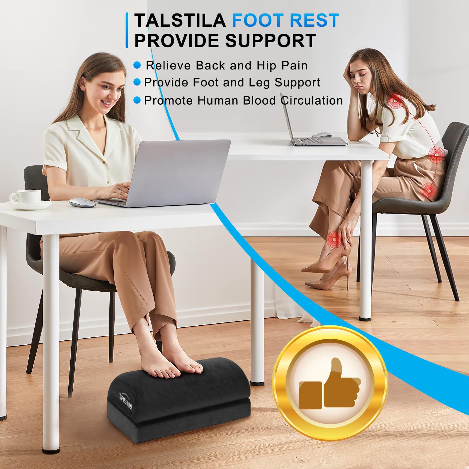 TALSTILA Foot Rest for Under Desk at Work, Office Desk Accessories - Foot Stool, Ergonomic Adjustable Memory Foam Footrest, Under Desk Footrest, for Office Desk & Office Chair - Back & Leg Pain Relief