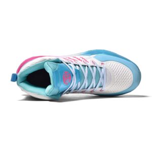 Mens Basketball Shoes Breathable Non Slip Running Fashion Sneakers Blue Pink