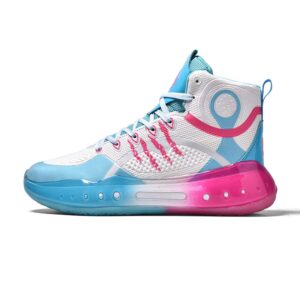 Mens Basketball Shoes Breathable Non Slip Running Fashion Sneakers Blue Pink