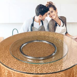 webup round glass tabletop lazy susan rotating serving tray heavy duty turntable for dining table, 26in/30in/34in/38in large swivel plate, transparent (size : 68cm/26inch)