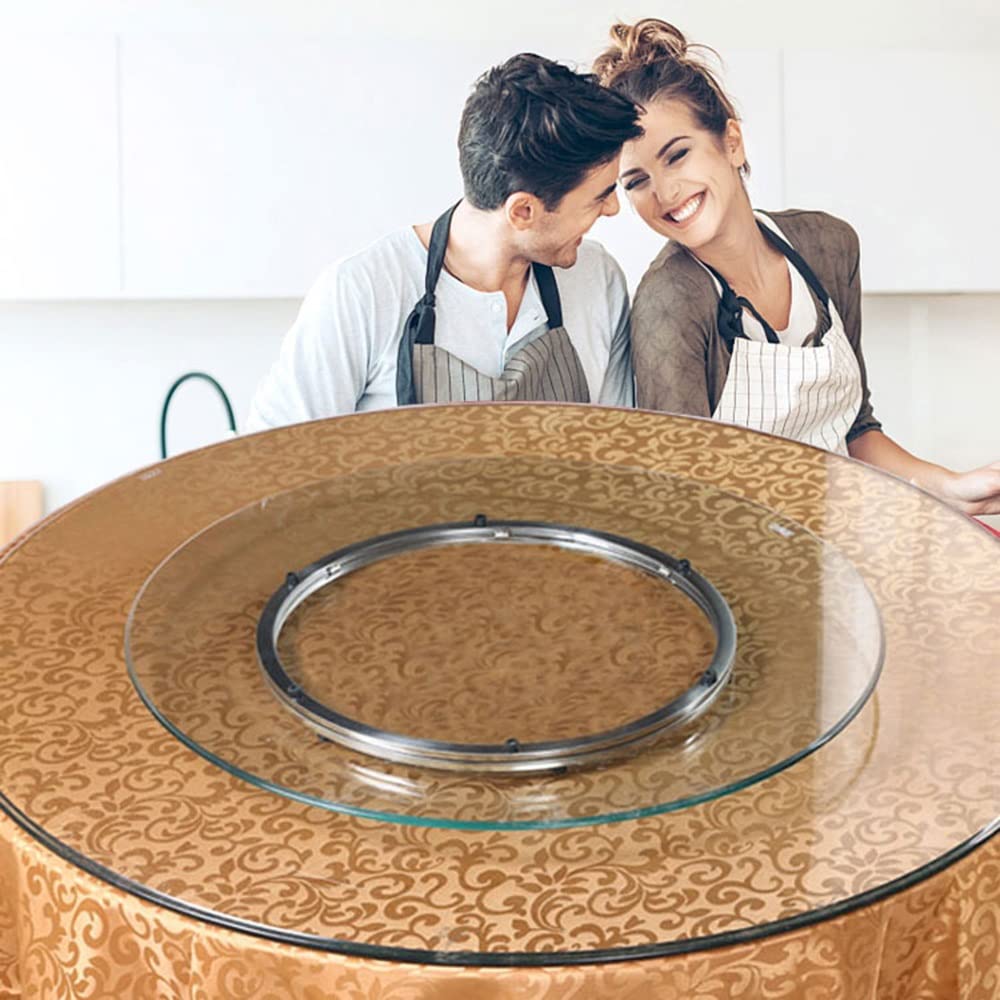 WEBUP Round Glass Tabletop Lazy Susan Rotating Serving Tray Heavy Duty Turntable For Dining Table, 26in/30in/34in/38in Large Swivel Plate, Transparent (Size : 68cm/26inch)