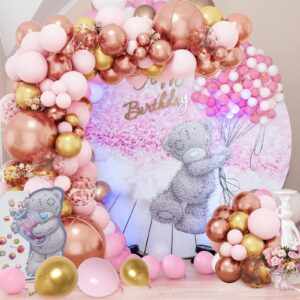 RUBFAC 146pcs Pink and Rose Gold Balloons Arch Kit Metallic Rose Gold Balloons Perfect for Birthday Party Bridal Baby Shower Wedding Party Decoration