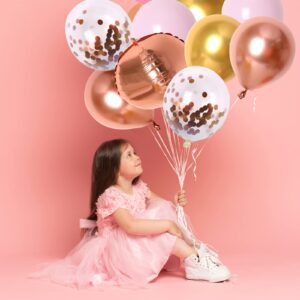 RUBFAC 146pcs Pink and Rose Gold Balloons Arch Kit Metallic Rose Gold Balloons Perfect for Birthday Party Bridal Baby Shower Wedding Party Decoration