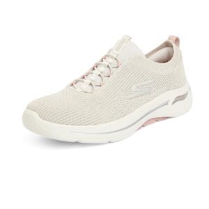 skechers go walk arch fit - crystal waves taupe/pink 9 b (m)