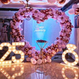 LANGXUN Large Size Metal Balloon Arch Kit, Wedding Heart Arch Stand, Love Balloon Column Arch Frame for Wedding, Bridal, Valentine's Day, Engagement and Birthday Party Supplies (Heart White)