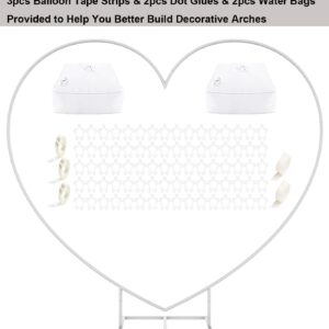 LANGXUN Large Size Metal Balloon Arch Kit, Wedding Heart Arch Stand, Love Balloon Column Arch Frame for Wedding, Bridal, Valentine's Day, Engagement and Birthday Party Supplies (Heart White)