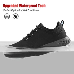 Waterproof Sneakers for Women Footwear Running Work Shoe Non Slip Lightweight Tennis Golf Bowling Causal Flats Walking Rain Outdoor Restaurant Zapatos de Mujer Black