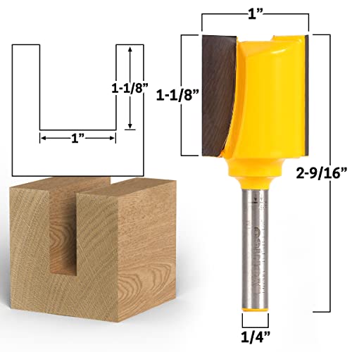YONICO Straight Router Bits 1-Inch Diameter X 1-1/8-Inch Height 1/4-Inch Shank 14020q