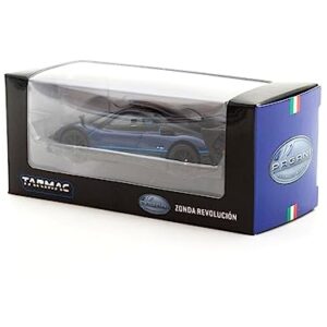 Pagani Zonda Revolucion Blue Metallic and Black with Light Blue Stripes Global64 Series 1/64 Diecast Model Car by Tarmac Works T64G-TL016-BL