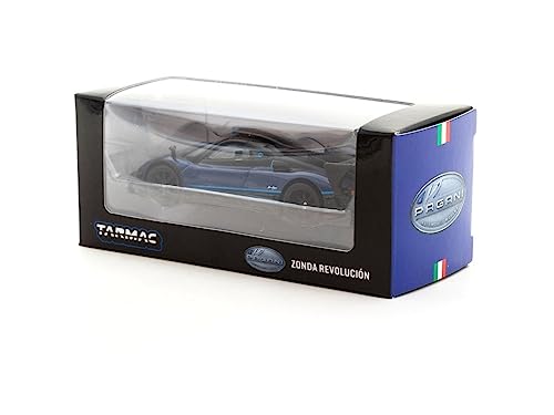 Pagani Zonda Revolucion Blue Metallic and Black with Light Blue Stripes Global64 Series 1/64 Diecast Model Car by Tarmac Works T64G-TL016-BL