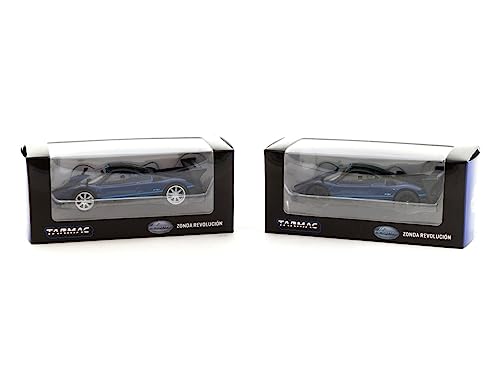 Pagani Zonda Revolucion Blue Metallic and Black with Light Blue Stripes Global64 Series 1/64 Diecast Model Car by Tarmac Works T64G-TL016-BL