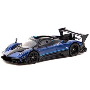 Pagani Zonda Revolucion Blue Metallic and Black with Light Blue Stripes Global64 Series 1/64 Diecast Model Car by Tarmac Works T64G-TL016-BL