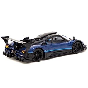 Pagani Zonda Revolucion Blue Metallic and Black with Light Blue Stripes Global64 Series 1/64 Diecast Model Car by Tarmac Works T64G-TL016-BL