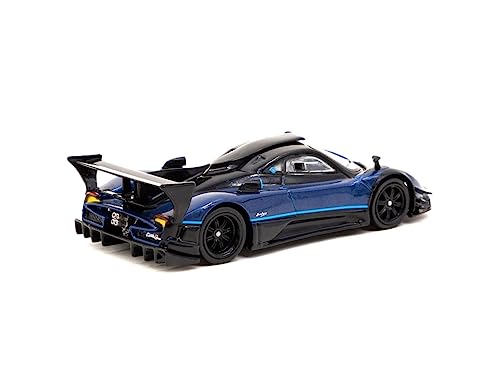 Pagani Zonda Revolucion Blue Metallic and Black with Light Blue Stripes Global64 Series 1/64 Diecast Model Car by Tarmac Works T64G-TL016-BL