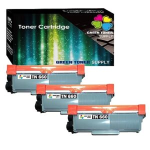 green toner supply (pack of 3) replacement for brother tn660 toner cartridge tn630 (tn 630 660) work for hl-l2300d hl-l2305w hl-l2320d hl-l2340dw hl-l2360dw hl-l2380dw mfc-l2700dw printer