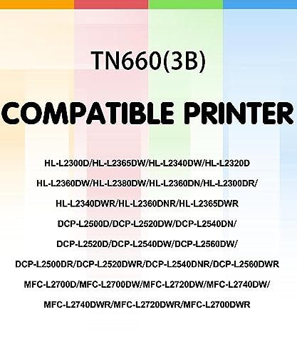 Green Toner Supply (Pack of 3) Replacement for Brother TN660 Toner Cartridge TN630 (TN 630 660) Work for HL-L2300D HL-L2305W HL-L2320D HL-L2340DW HL-L2360DW HL-L2380DW MFC-L2700DW Printer