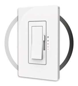 hitlights dimtech smart dimmer switch for led lights, controls drivetech led dimmable drivers wirelessly, works with alexa and google home, neutral wire required, loads 700w, white faceplate included