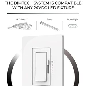 HitLights DimTech Smart Dimmer Switch for LED Lights, Controls DriveTech LED Dimmable Drivers Wirelessly, Works with Alexa and Google Home, Neutral Wire Required, Loads 700W, White Faceplate Included