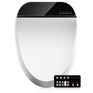 combier cma102s-b electric bidet smart toilet seat,endless warm water, rear and front wash, led light, quiet operation, wireless remote, black (elongated)