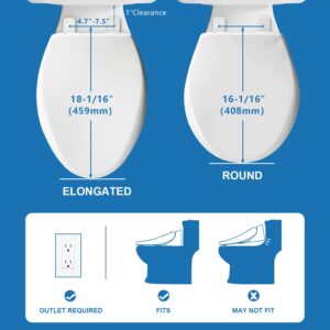 Combier CMA102S-B Electric Bidet Smart Toilet Seat,Endless Warm Water, Rear and Front Wash, LED Light, Quiet Operation, Wireless Remote, Black (Elongated)