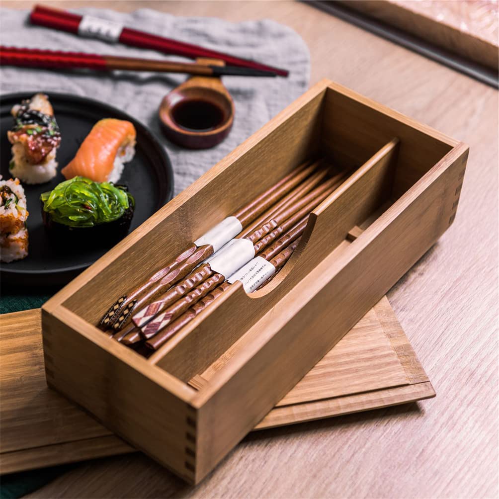 SHERCHPRY Seasoning Organizer Wooden Cutlery Box with Lid Small Drawer Organizer Kitchen Cutlery Organizer Silverware Storage Box Container for Spoon Chopsticks Forks Silverware Organizer