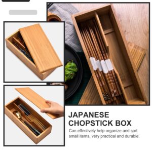 SHERCHPRY Seasoning Organizer Wooden Cutlery Box with Lid Small Drawer Organizer Kitchen Cutlery Organizer Silverware Storage Box Container for Spoon Chopsticks Forks Silverware Organizer