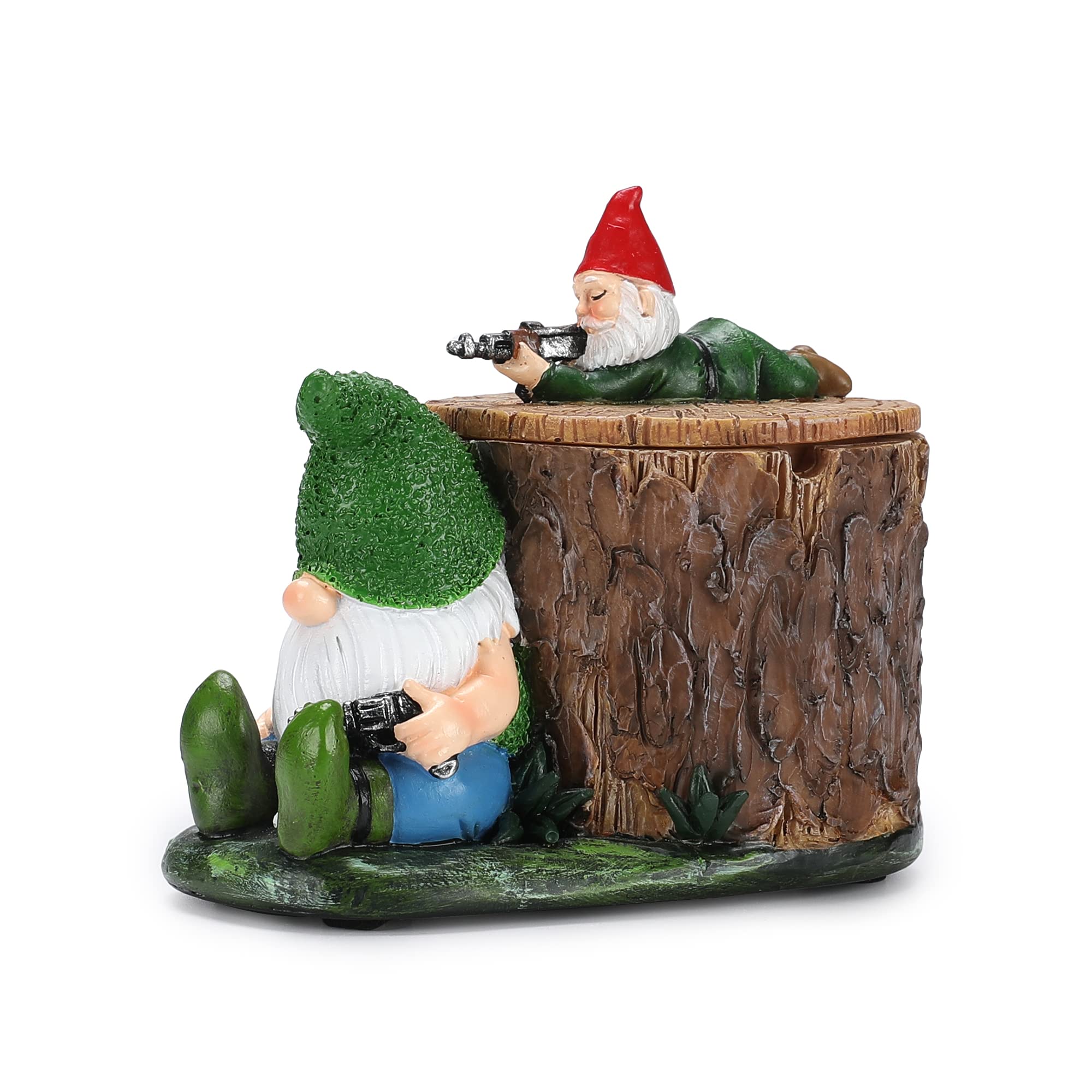 MOOTKA Gnome Gun Ashtray with Lid, Handmade Cool Resin Ashtrays for Cigarettes as Home Decor, Windproof Ashtrays for Indoor or Outdoor Use, Smoking Ash Tray Sets in Office Bar Hotel (Green-Gnome)