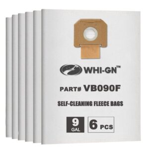 WHI-GN Replacement for BOSCH Bags, VB090F Fleece Filter Bags, compatible with BOSCH 9 Gallon Dust Extractors VAC090 (6 Pack)