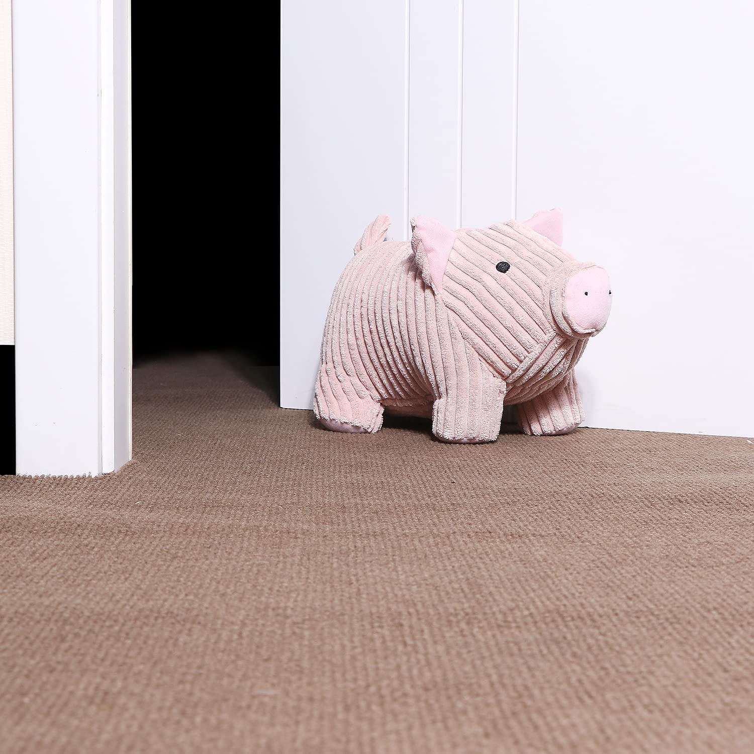 SANFERGE Cute Decorative Door Stopper for Home and Office Floor Door Stops, Fabric Animal Weighted Heavy Wall Protectors, Pink Pig