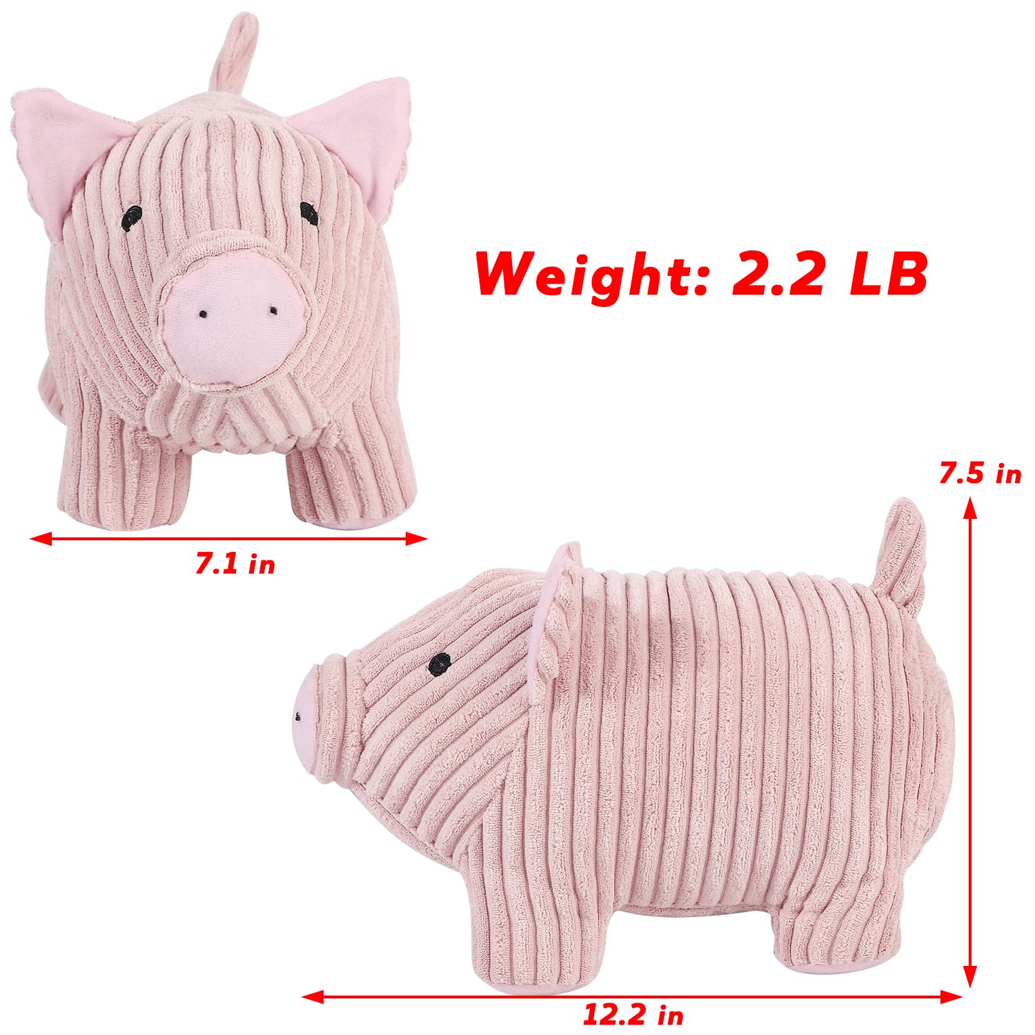 SANFERGE Cute Decorative Door Stopper for Home and Office Floor Door Stops, Fabric Animal Weighted Heavy Wall Protectors, Pink Pig